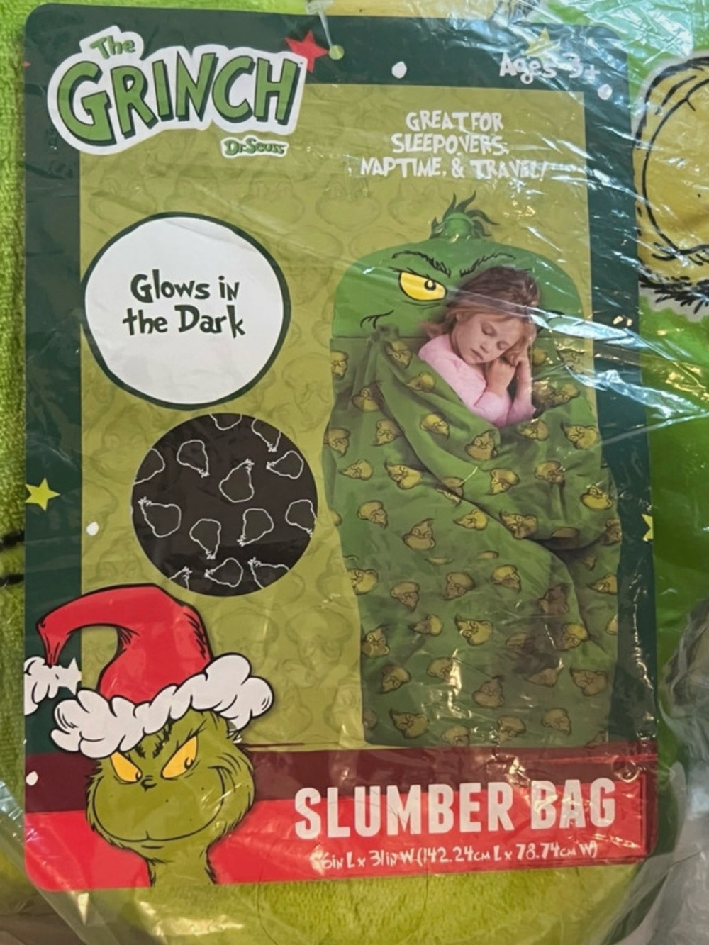 The Grinch Glow in the Dark Kids Plush Slumber
Sleeping Bag 56" × 31" | New - Picture 5 of 13